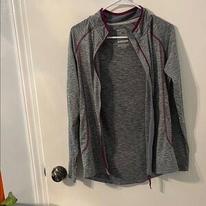 Gray and Purple Zip-Up Jacket